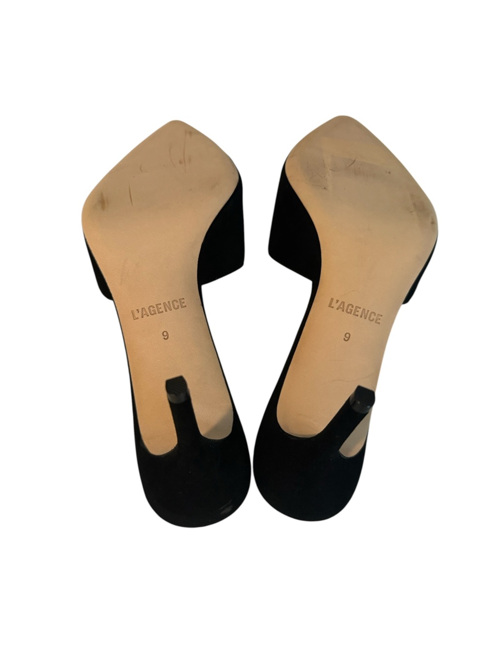 NIB L'AGENCE Lolita V Heeled Sandals in Black Suede Size 9 - Picture 6 of 7
